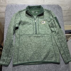 Antigua Green Bay Packers 1/4 Zip Pullover Medium Green NFL Fleece Jacket